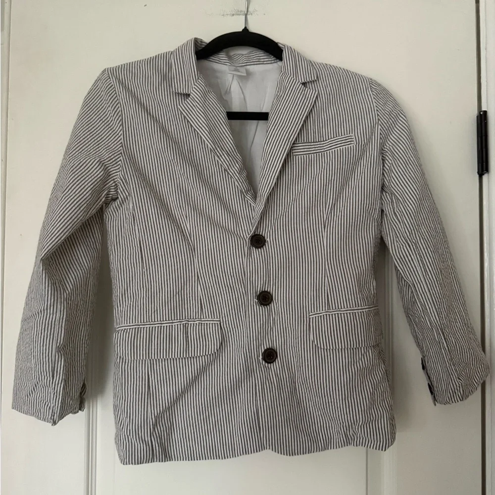 Gymboree Blue and White Striped Seersucker Jacket Boys Medium Wedding Party